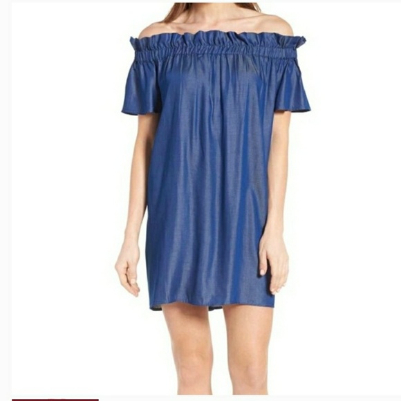 Pleione Dresses & Skirts - Pleione Chambray Off the Shoulder  dress nwt